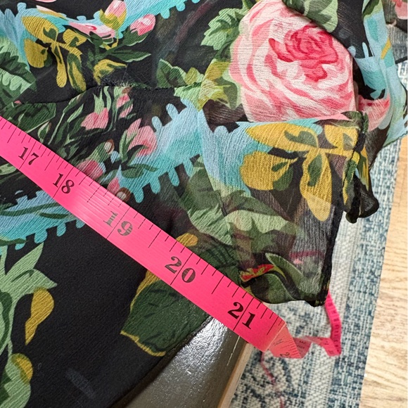 Mac Duggal NWT Floral Print Chiffon Midi Dress Flutter Sleeve Size 12 FLAW - Picture 15 of 15